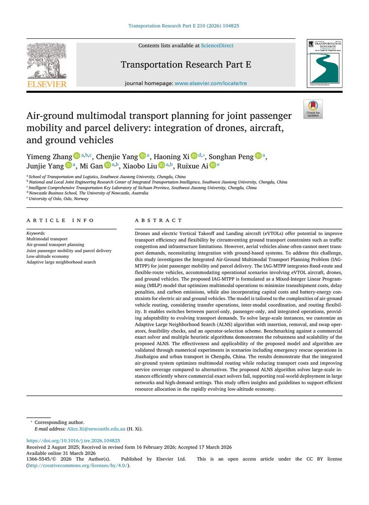 First page of air-ground multimodal transport paper