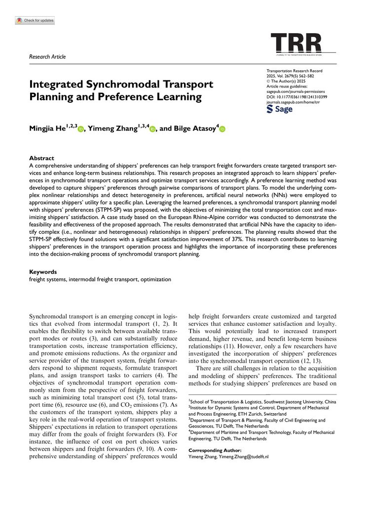 First page of integrated synchromodal preference learning paper