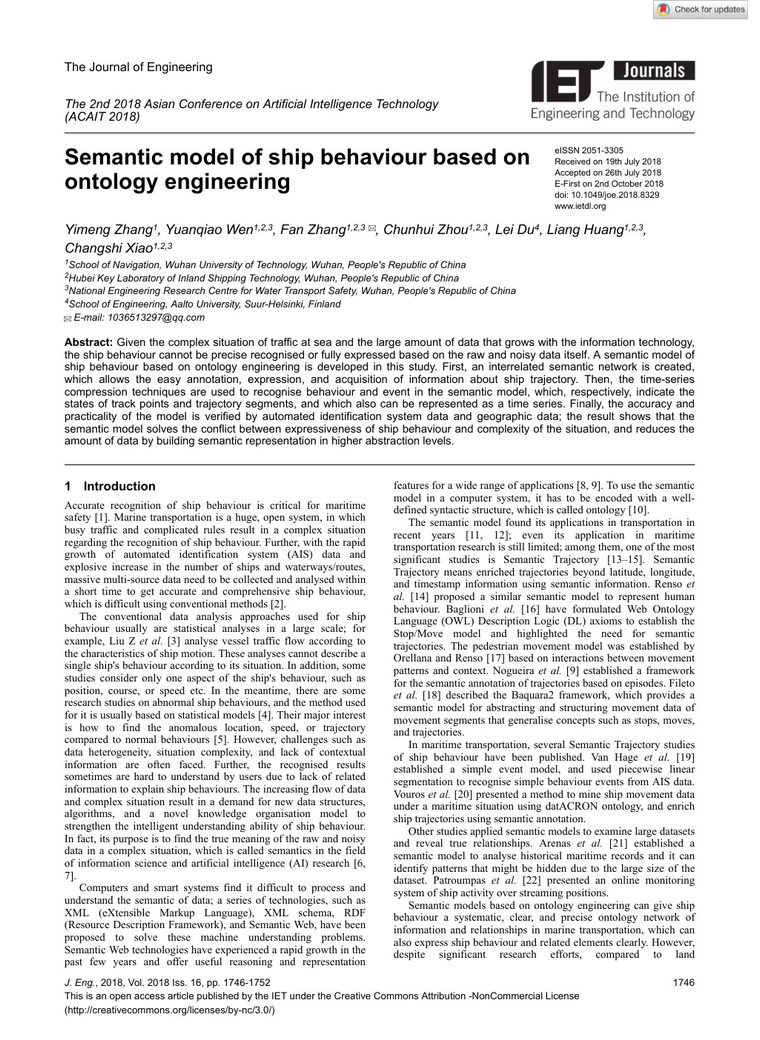 First page of semantic ship behaviour ontology paper