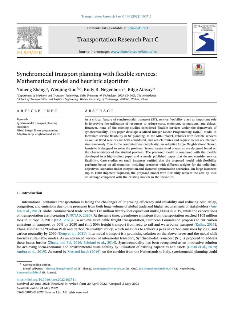 First page of flexible synchromodal services paper